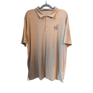 Antigua Golf Polo Tan Shirt New Orleans Saints NFL Football Logo Size 2XL EUC